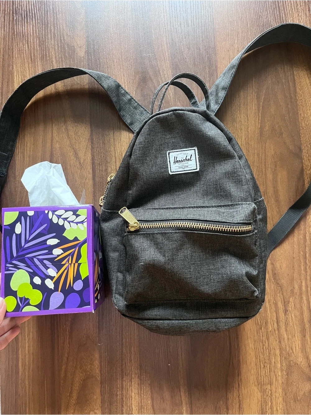 Herschel Supply Company Gray Mini Backpack with Gold Zipper